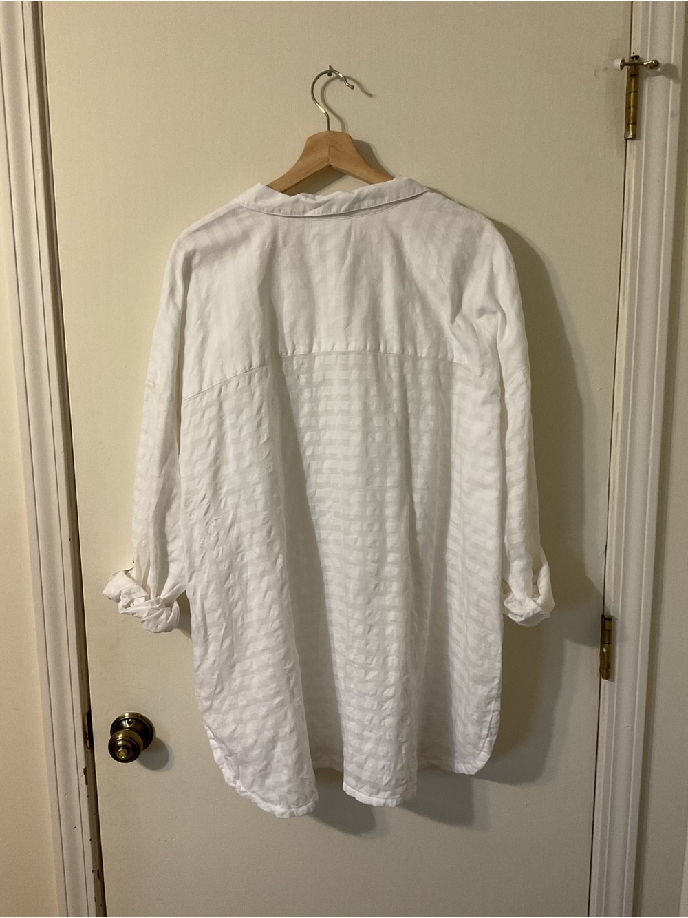 J. Jill Pop-over V-neck White 100% Cotton Boho Textured Lagenlook Tunic Top 2x - Picture 2 of 13